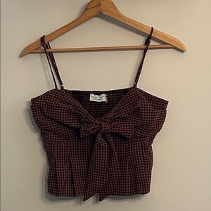 Dress Forum Checkered Bow Tank Top - Brown and Black